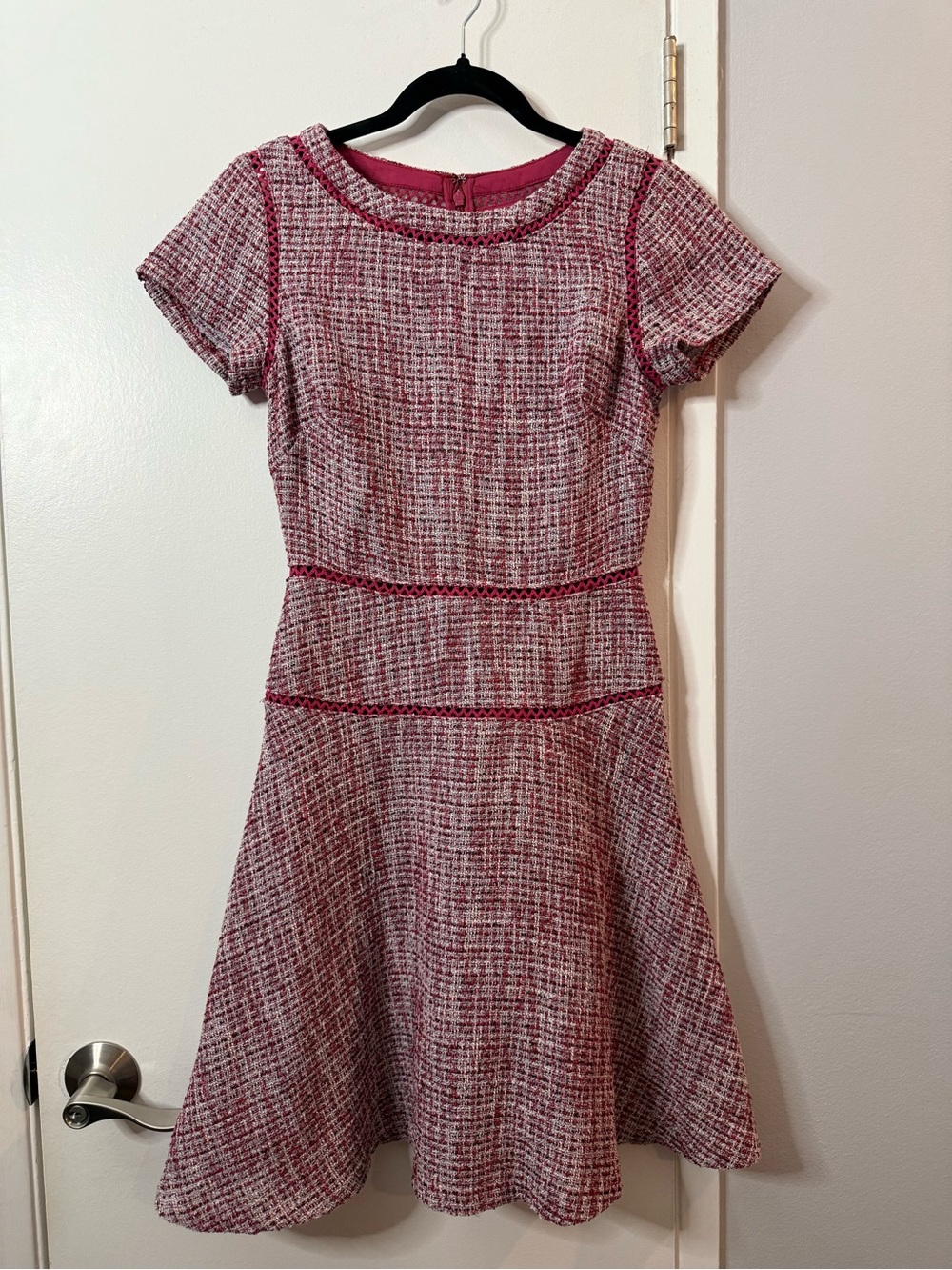 Banana Republic Raspberry Pink Tweed Fit-and-Flare Dress